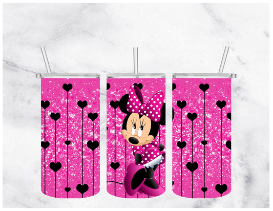 Minnie Inspired Black Hearts | Sublimation Tumbler | 12oz