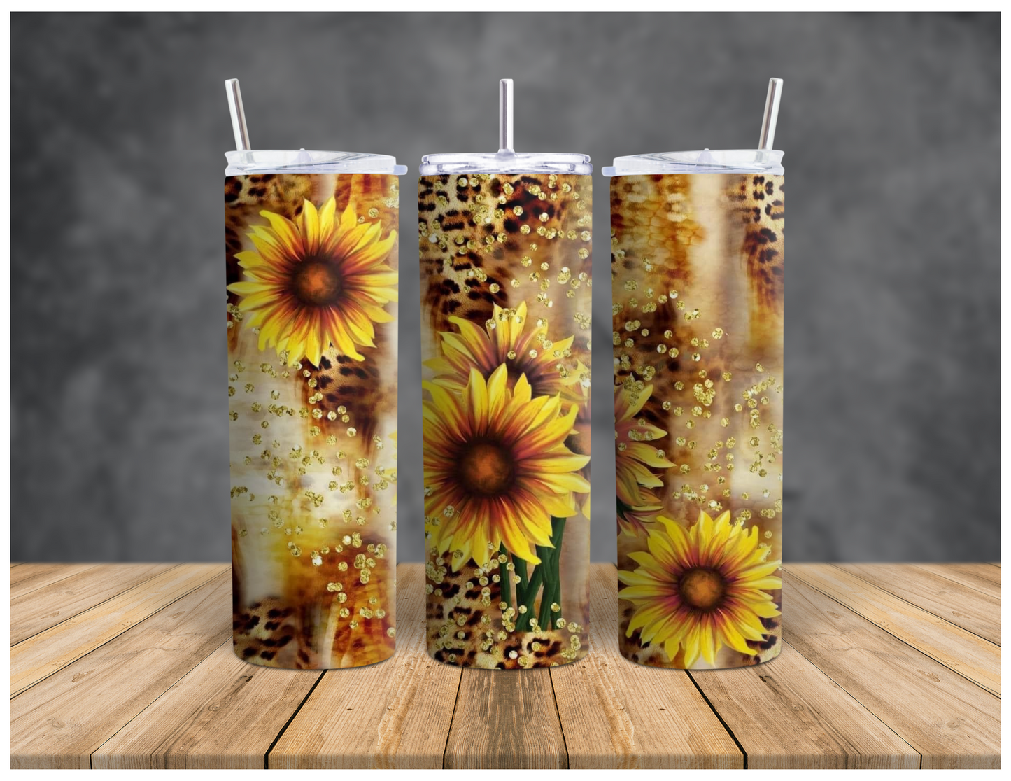 Sunflowers Leopard Print | Sublimation Tumbler | 20oz