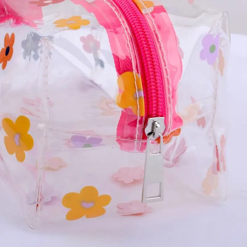 Floral Transparent Cosmetics Bag!