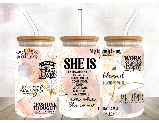 She Is | Can Glass | 16oz