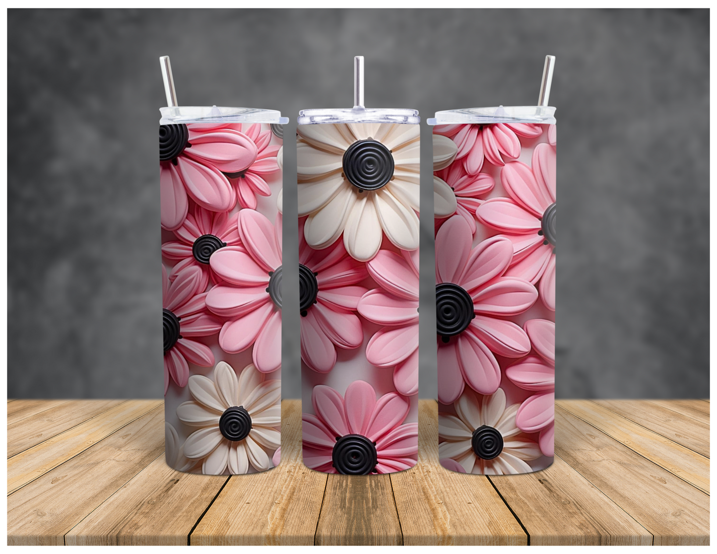 Pink 3D Daisy | Sublimation Tumbler | 20oz