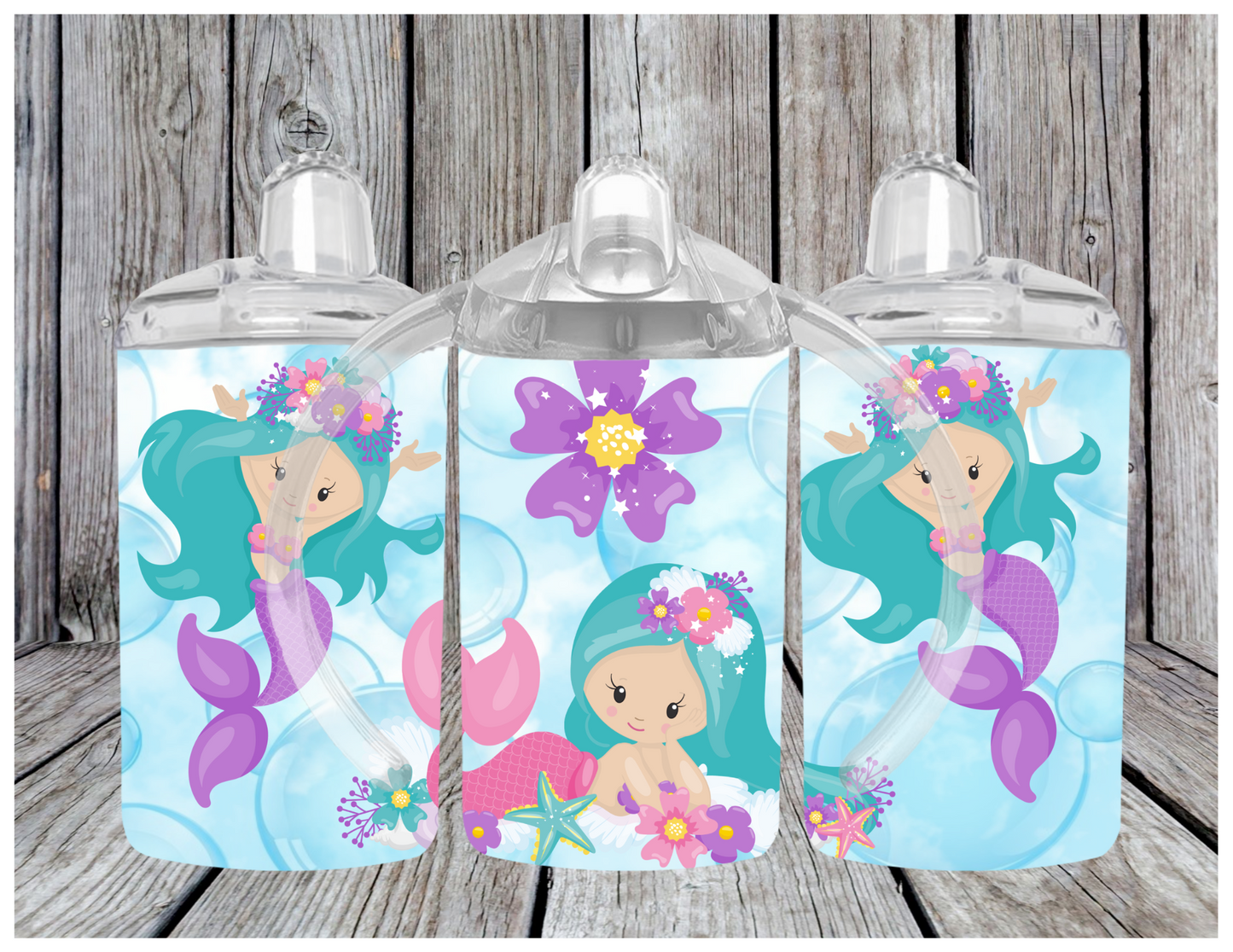 Mermaid & Flowers | Sublimation Sippy Cup |12oz