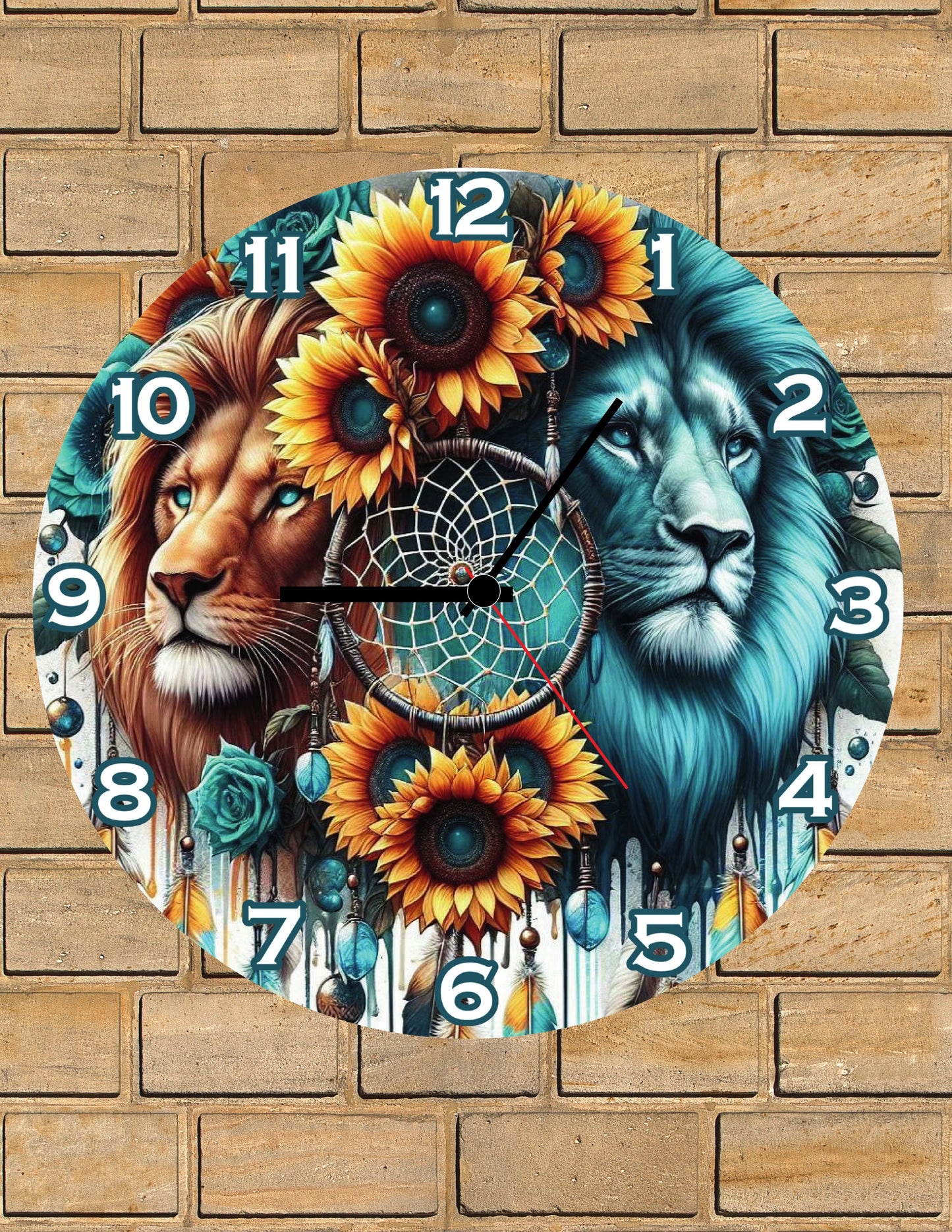 Lions Dream catcher  Wooden Clock