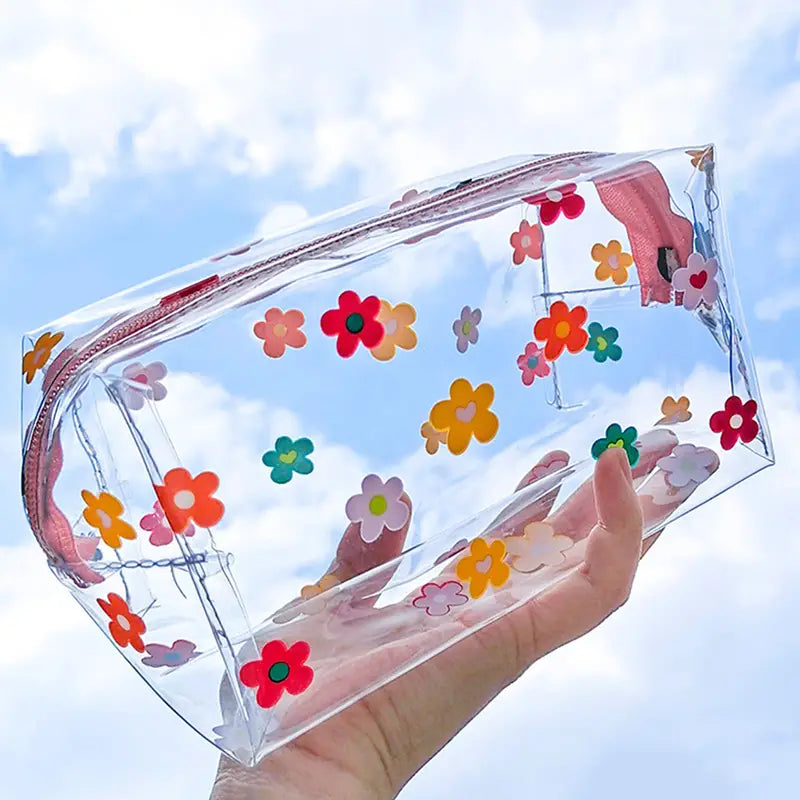 Floral Transparent Cosmetics Bag!