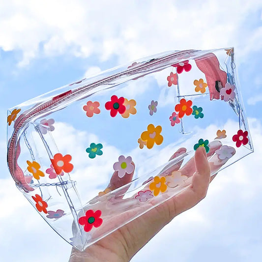 Floral Transparent Cosmetics Bag!