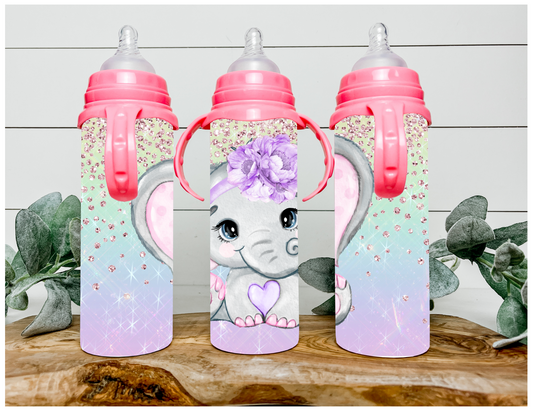 Purple Glitter Elephant | Sublimation Baby Bottle