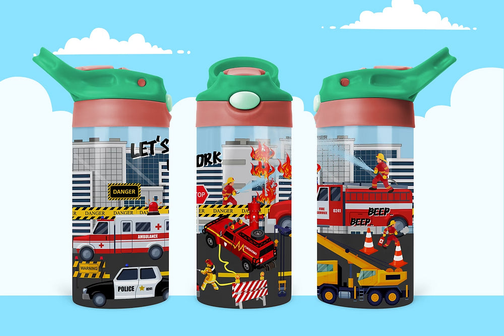 Emergency Vehicles | Flip Top Water Bottle | 350ml