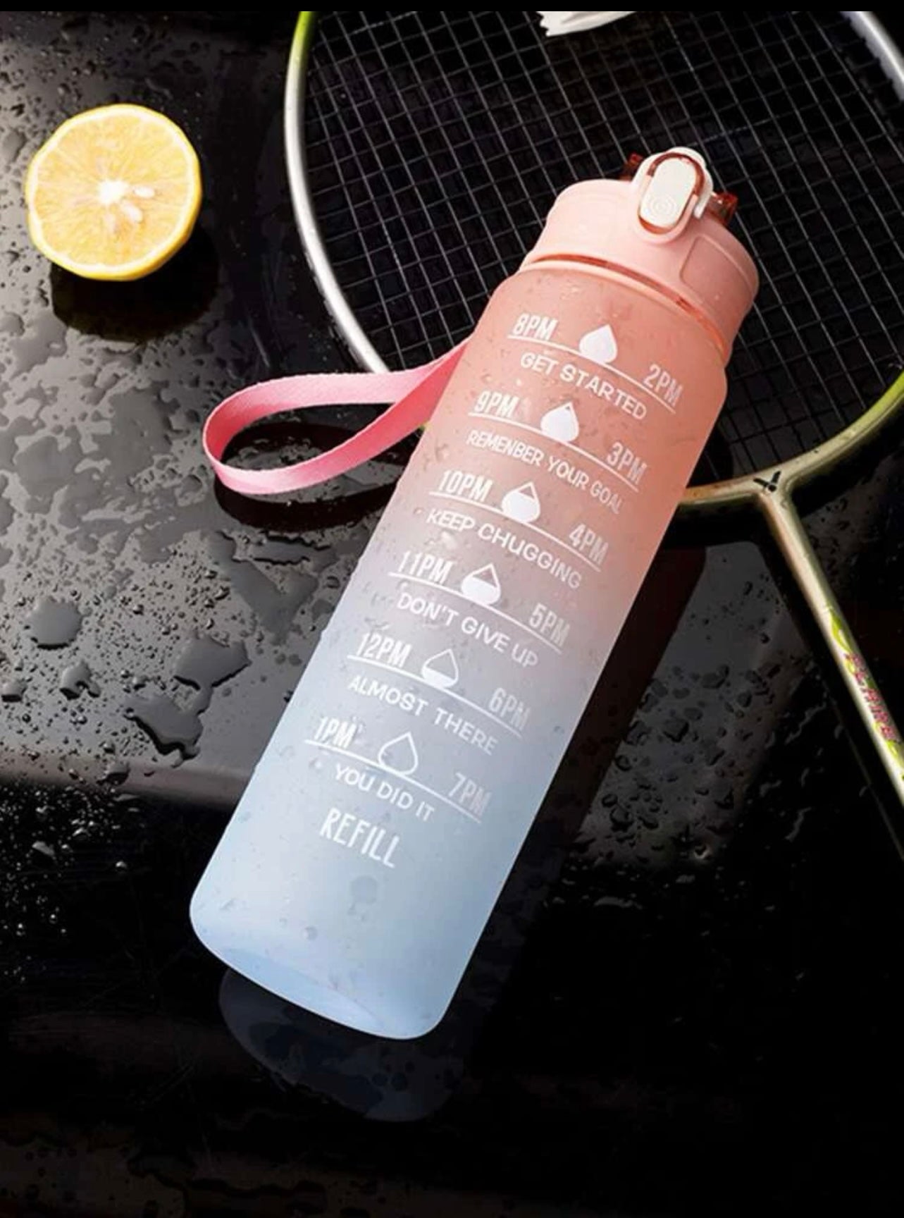 1L Water | Bottle Motivational Drink Bottles | Time Markings | BPA Free | Sport Gym