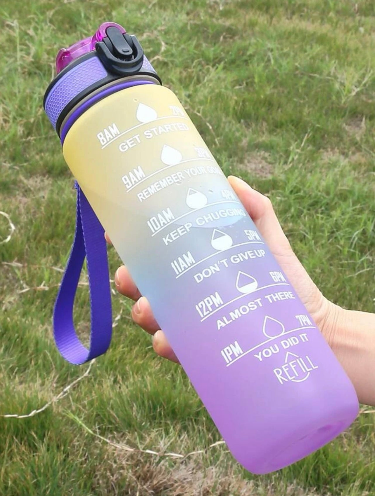 1L Water | Bottle Motivational Drink Bottles | Time Markings | BPA Free | Sport Gym