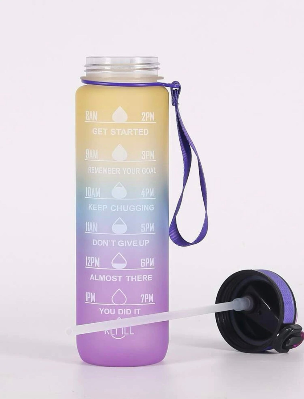 1L Water | Bottle Motivational Drink Bottles | Time Markings | BPA Free | Sport Gym