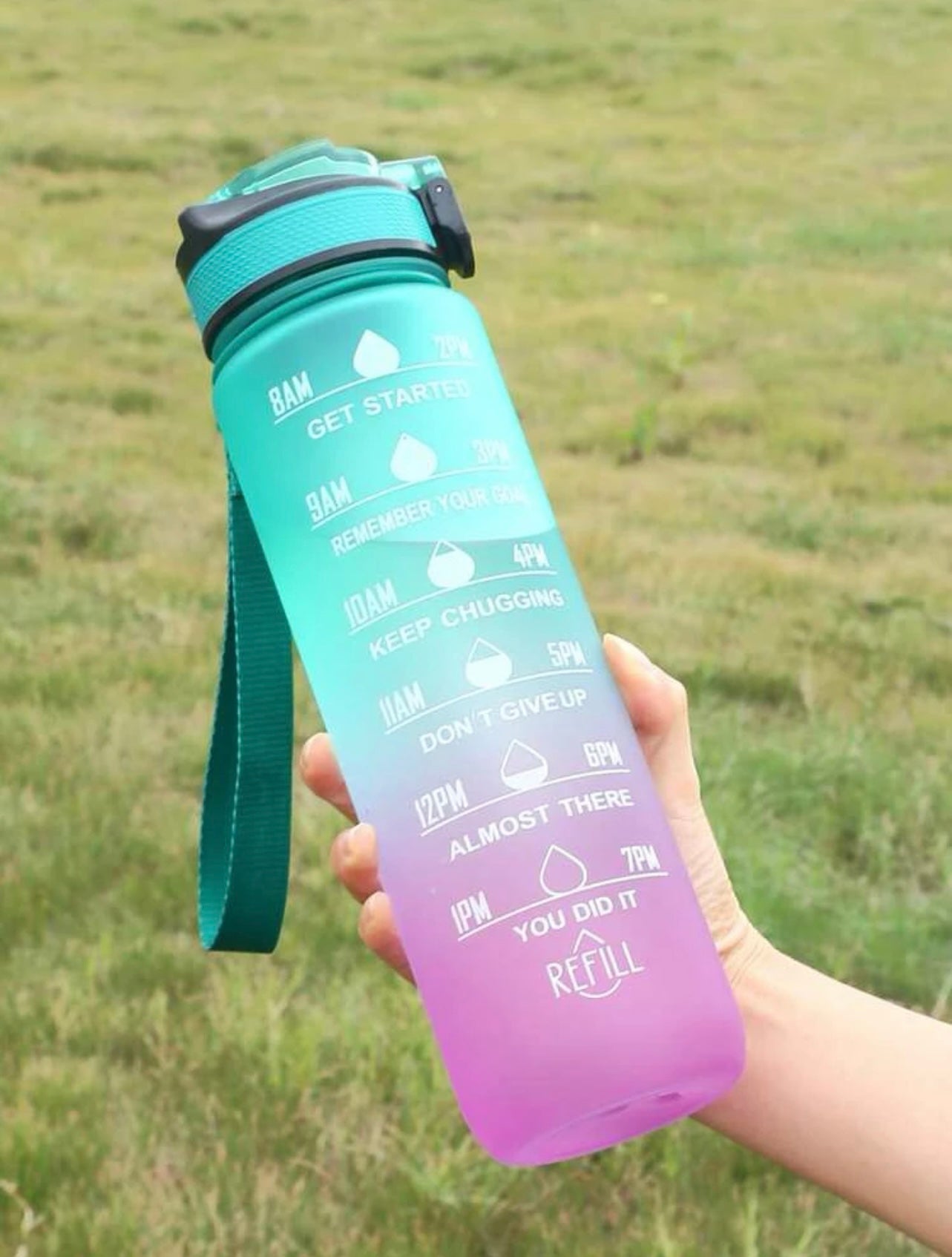 1L Water | Bottle Motivational Drink Bottles | Time Markings | BPA Free | Sport Gym