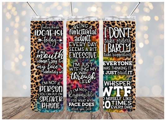 Adult Sarcasm | Sublimation Tumbler | Personalized | 20 oz.